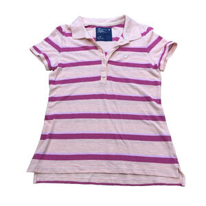 American Eagle Y2K Henley Polo Baby Tee Women's Large Pink/Coral Bella Elena